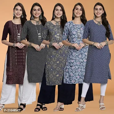 Stylish Multicoloured Crepe Kurta For Women Pack of 5