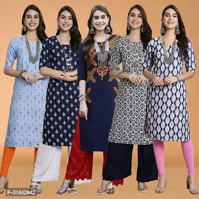 Stylish Multicoloured Crepe Kurta For Women Pack of 5