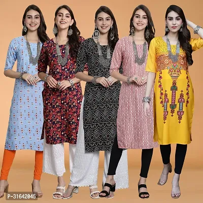 Stylish Multicoloured Crepe Kurta For Women Pack of 5