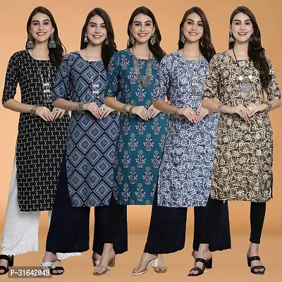 Stylish Multicoloured Crepe Kurta For Women Pack of 5