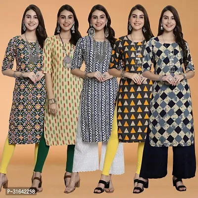 Stylish Multicoloured Crepe Kurta For Women Pack of 5