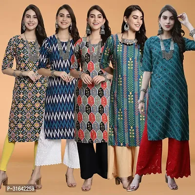 Stylish Multicoloured Crepe Kurta For Women Pack of 5