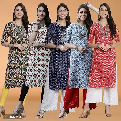 Stylish Multicoloured Crepe Kurta For Women Pack of 5-thumb0