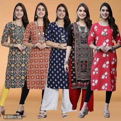 Stylish Multicoloured Crepe Kurta For Women Pack of 5