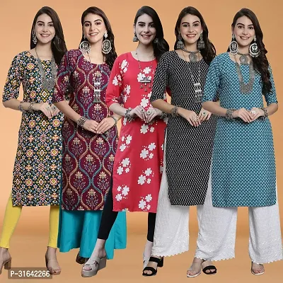 Stylish Multicoloured Crepe Kurta For Women Pack of 5