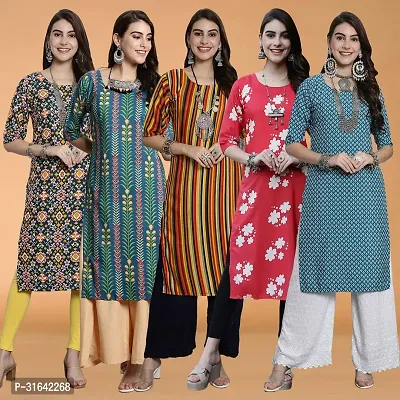 Stylish Multicoloured Crepe Kurta For Women Pack of 5