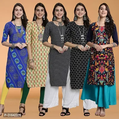 Stylish Multicoloured Crepe Kurta For Women Pack of 5