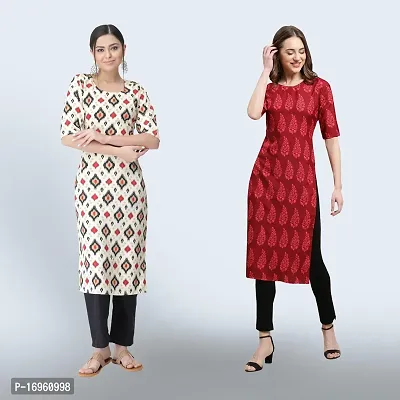 Women Stylish Crepe Ethnic Motif Casual Straight Kurta-thumb0