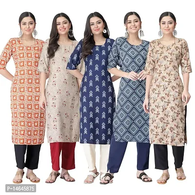 New Crepe Printed Kurtis Combo For Women Pack Of 5