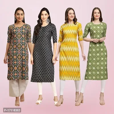 Women Stylish Crepe Printed Straight Kurta