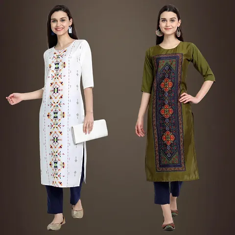 Best Trendy Crepe Printed Kurti - Combo Of 2