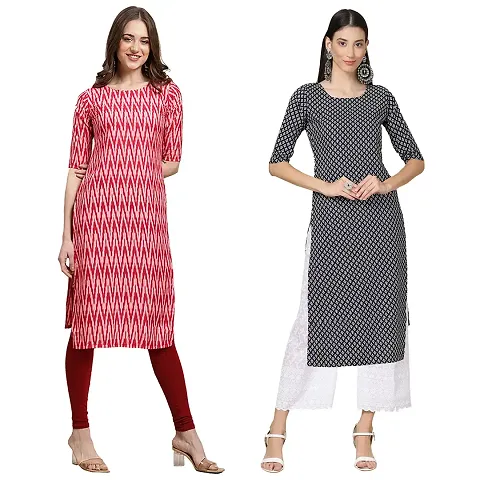 Stylish Straight Crepe Kurta For Women Combo Pack Of 2