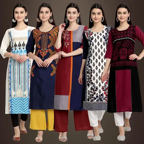 Fancy Crepe Kurtis For Women Pack Of 5