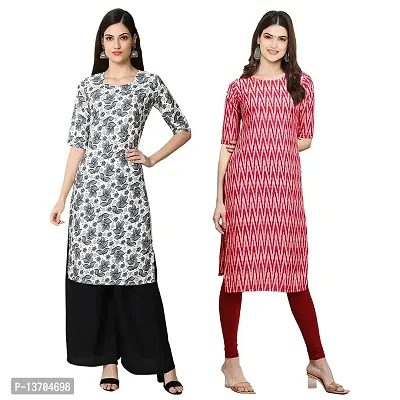 Stylish Crepe Digital Printed Kurta For Women- Pack Of 2