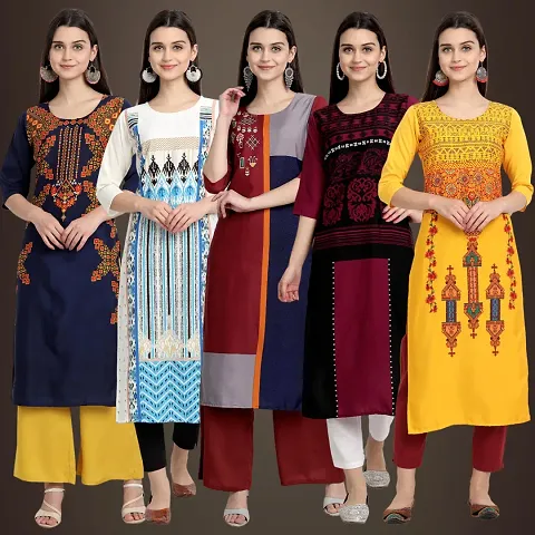 Fancy Crepe Kurtis For Women Pack Of 5