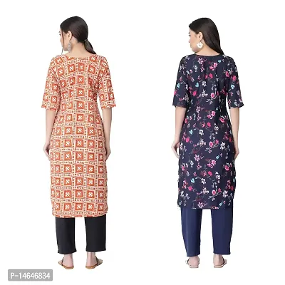 Attarctive Crepe Printed Straight Kurti Combo For Women Pack Of 2-thumb2