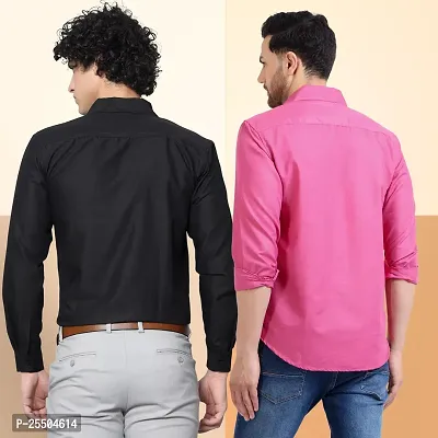 Elegant Cotton Multicoloured Long Sleeves Formal Shirt For Men- Pack Of 2-thumb2