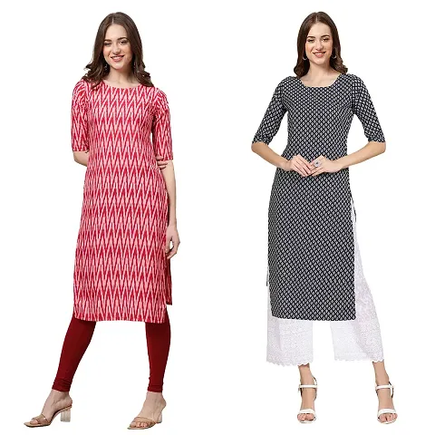 Stylish Straight Crepe Kurta For Women Combo Pack Of 2