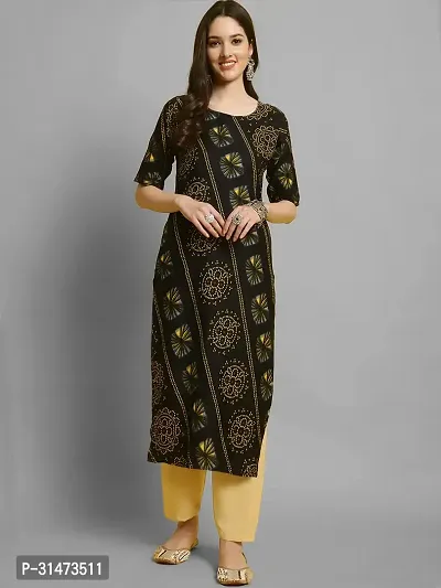 Stylish Black Crepe Printed Kurta Bottom Set For Women-thumb2