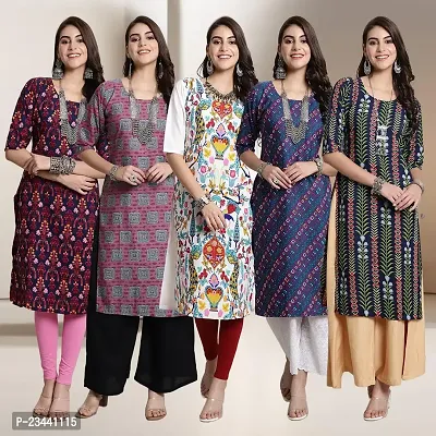 Fancy Crepe Kurtis For Women Pack Of 5-thumb0