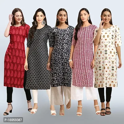 Women Stylish Crepe Printed Staright Kurta-thumb0