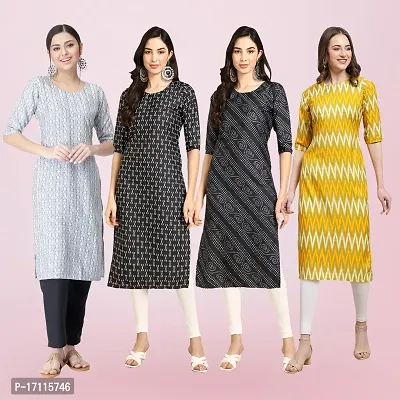 Women Stylish Crepe Printed Straight Kurta