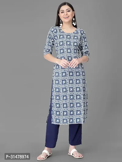 Stylish Crepe Printed Straight Kurta With Pant Set For Women-thumb2