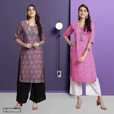 Fancy Crepe Kurtas For Women Pack Of 2-thumb0