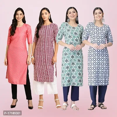 Women Stylish Crepe Printed Straight Kurta