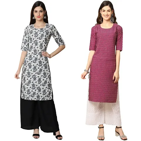 Stylish Crepe Digital Kurta For Women- Pack Of 2