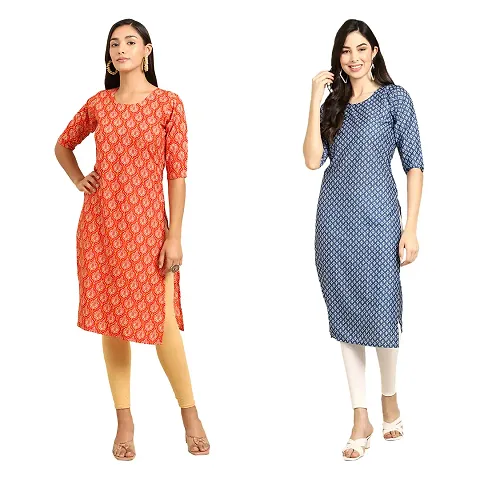 Straight Crepe Kurta Pack Of 2