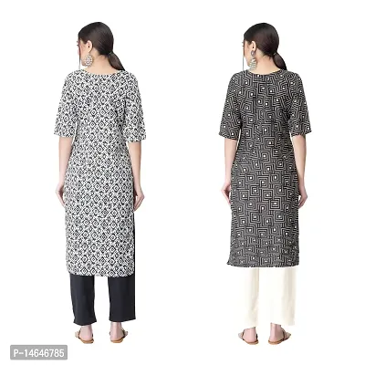 Attarctive Crepe Printed Straight Kurti Combo For Women Pack Of 2-thumb2