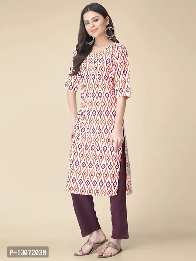 Straight Multicoloured Printed Crepe Kurta-thumb2