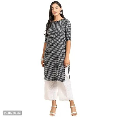 Stylish Black Crepe Floral Print Straight Kurta For Women-thumb0