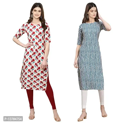 Stylish Crepe Digital Printed Kurta For Women- Pack Of 2-thumb0