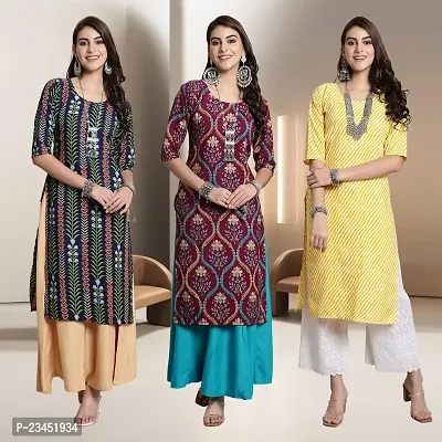 Fancy Rayon Kurtis For Women Pack Of 3-thumb0