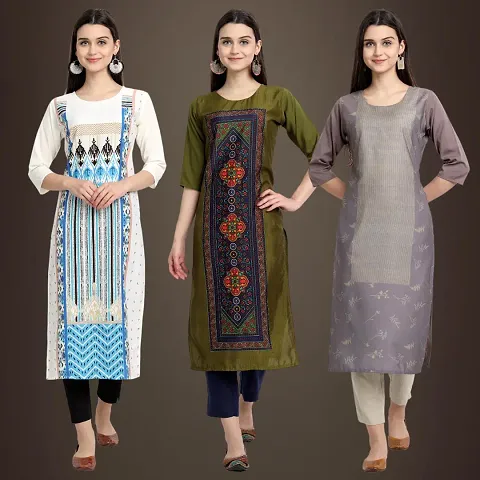 Stylish Fancy Crepe Kurtis Pack Of 3