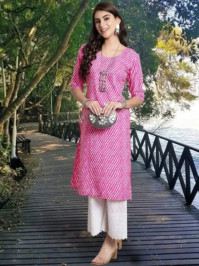 Stylish Crepe Printed Straight Kurta