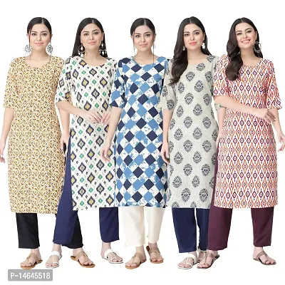 New Crepe Printed Kurtis Combo For Women Pack Of 5-thumb0