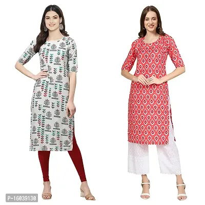 Alluring Crepe Printed Straight Kurta For Women-Pack Of 2-thumb0