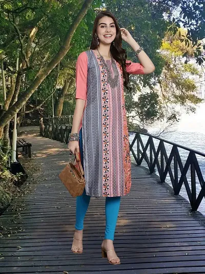 Stylish American Crepe Printed Straight Kurta