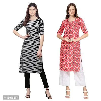 Stylish Digital Printed Women Crepe Kurta- Pack of 2-thumb0