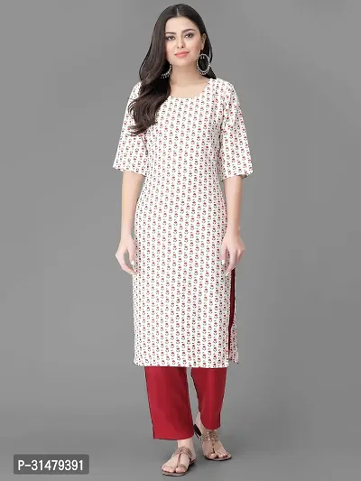 Stylish Crepe Printed Straight Kurta With Pant Set For Women-thumb2