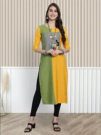 Stylish Multicoloured Crepe A-Line Printed Stitched Kurti For Women-thumb1