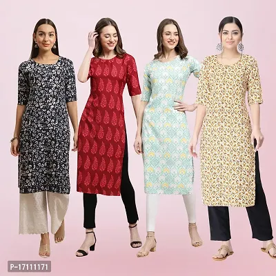 Women Stylish Crepe Printed Straight Kurta