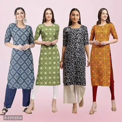 Women Stylish Crepe Printed Straight Kurta