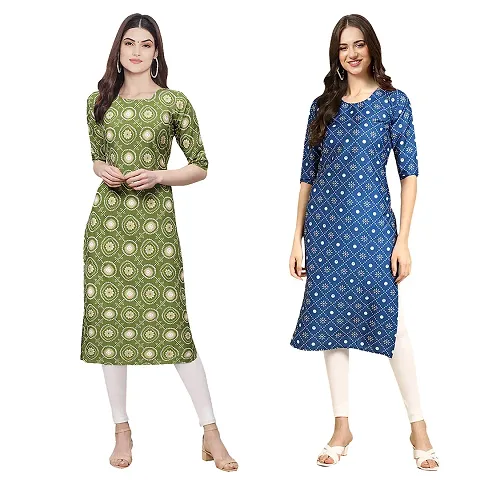 Stylish Crepe Printed Kurti - Pack of 2