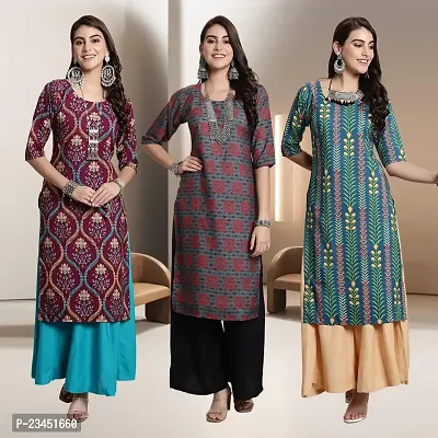 Fancy Rayon Kurtis For Women Pack Of 3-thumb0