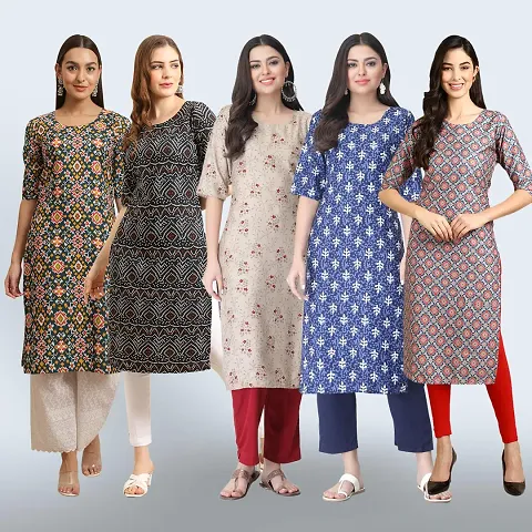 Women Stylish Crepe Straight Kurta Combo