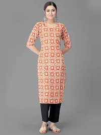 Stylish Orange Crepe Printed Kurta Bottom Set For Women-thumb1